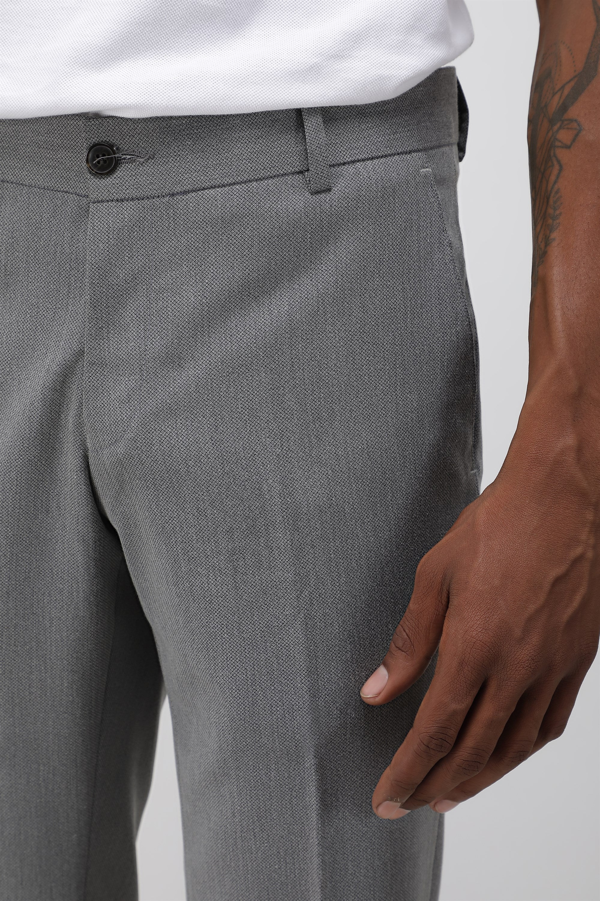 Men's Casual Striped Light Grey Pants Business Suit Pants - Temu