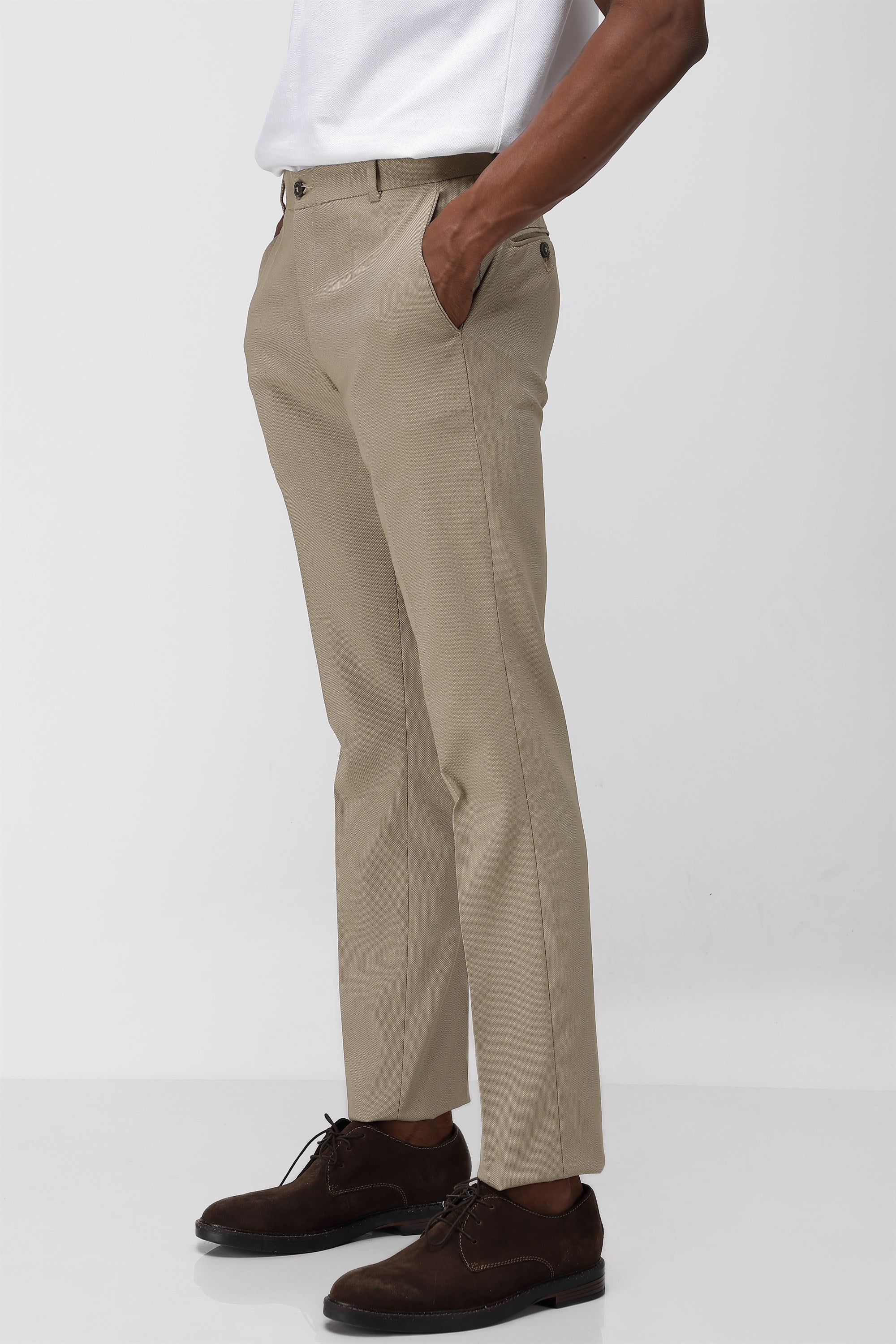 T the brand Stretch Formal Textured Trouser - Khaki