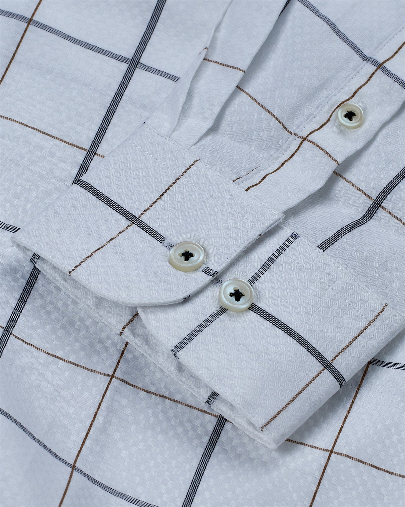 T the brand Checkered Dobby Slim Fit Full Sleeved Cotton Shirt - White