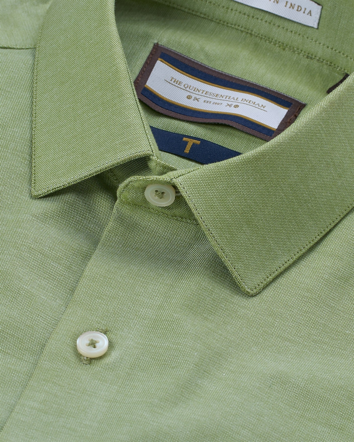 T the brand Classic Oxford Stretch Slim Fit Full Sleeved Cotton Shirt - Limegreen