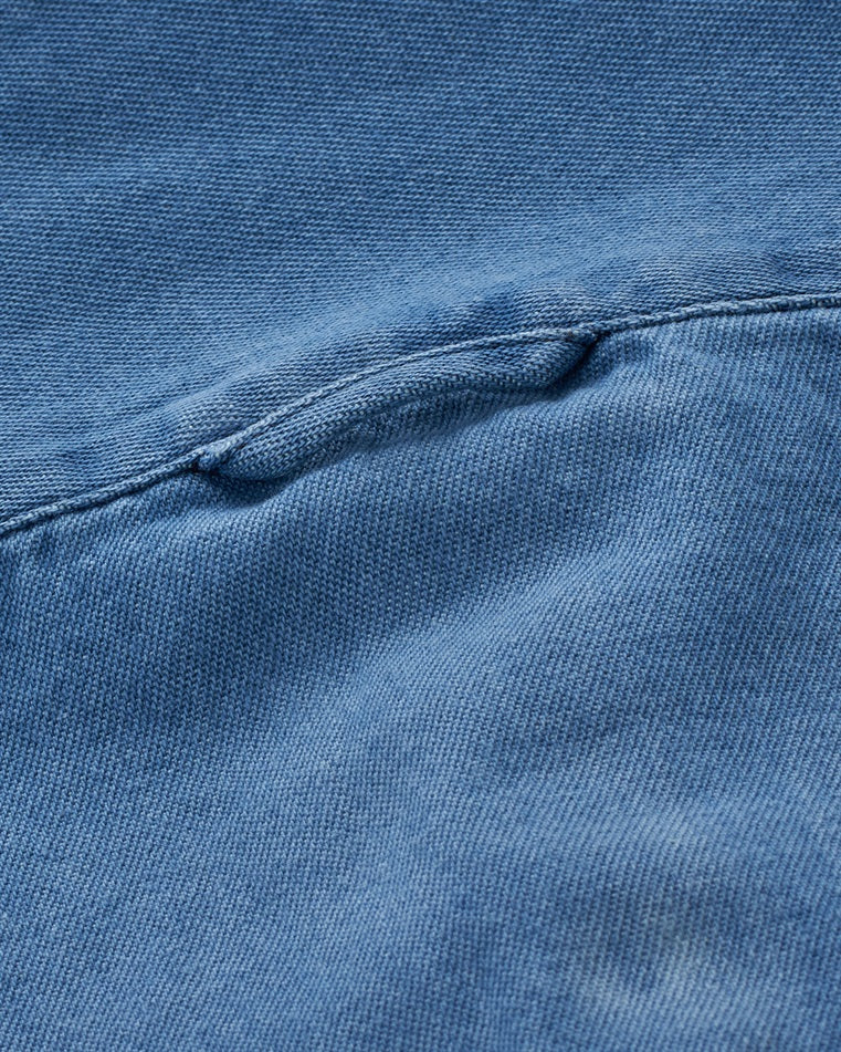 Bare Brown Mandarin Collar Denim Shirt, Slim Fit with Full Sleeves - Light Denim Blue