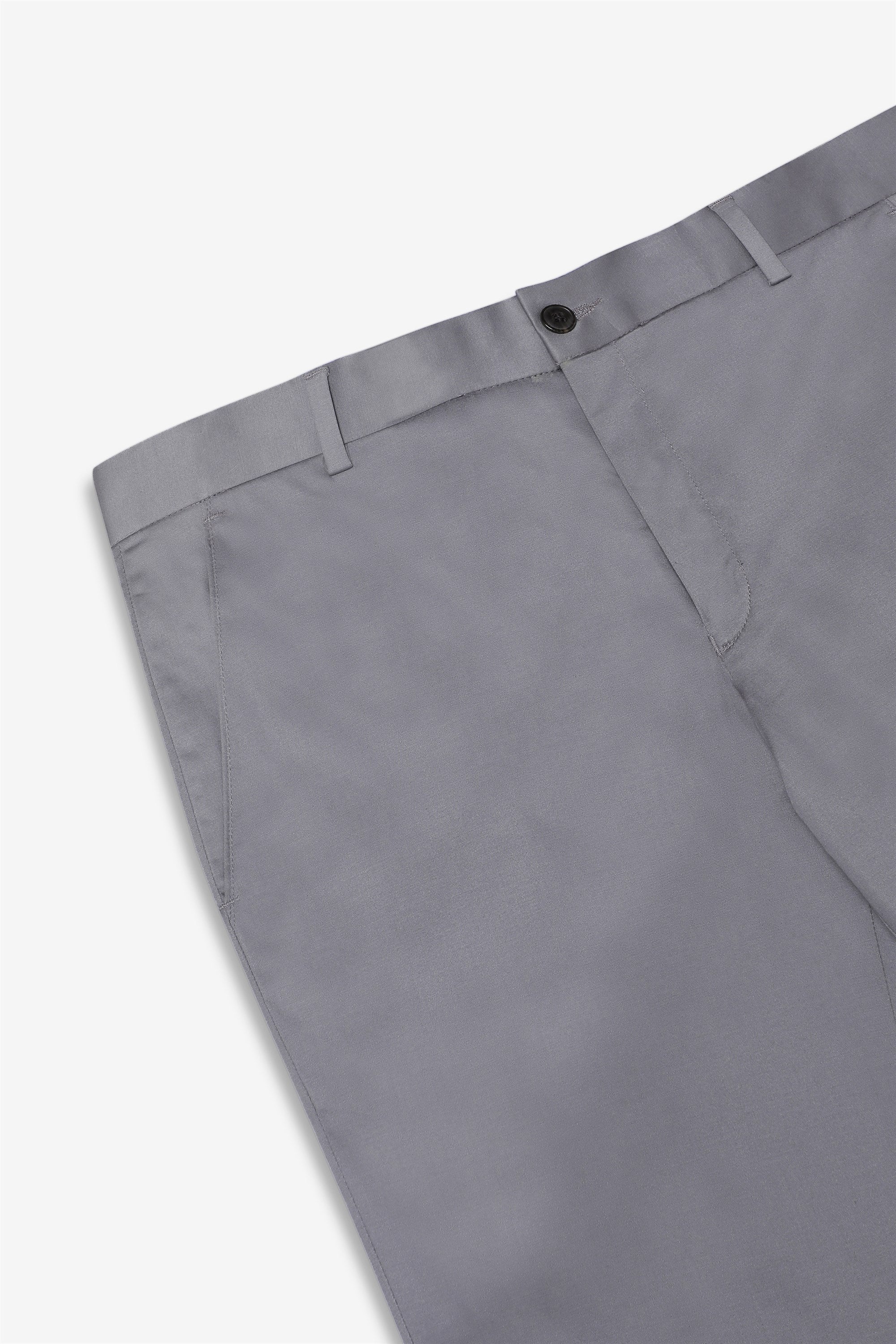 Bare Brown Stretch Slim Fit Cotton Trousers - Slate Grey