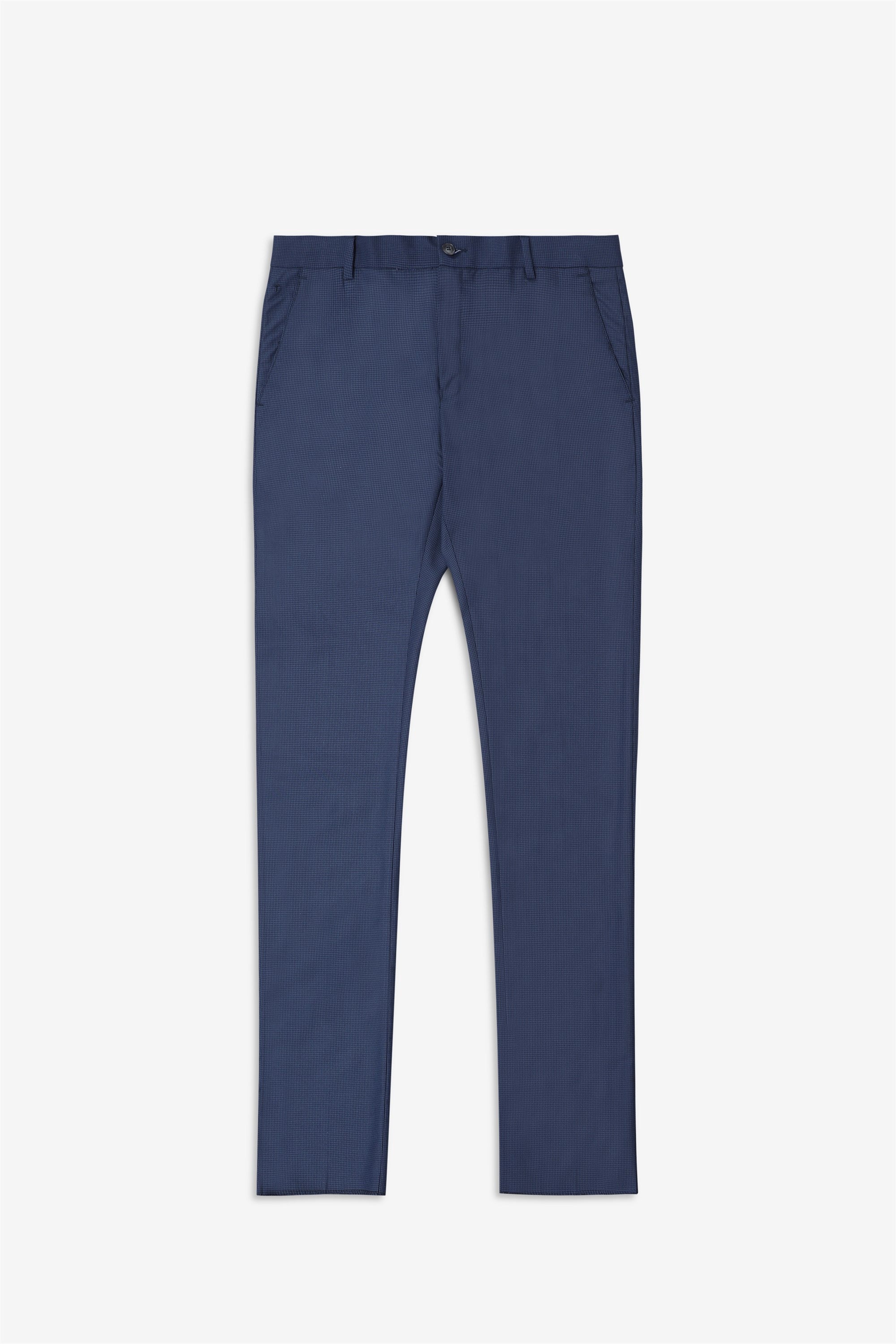 T the brand Men Formal Textured Trouser - Navy Blue