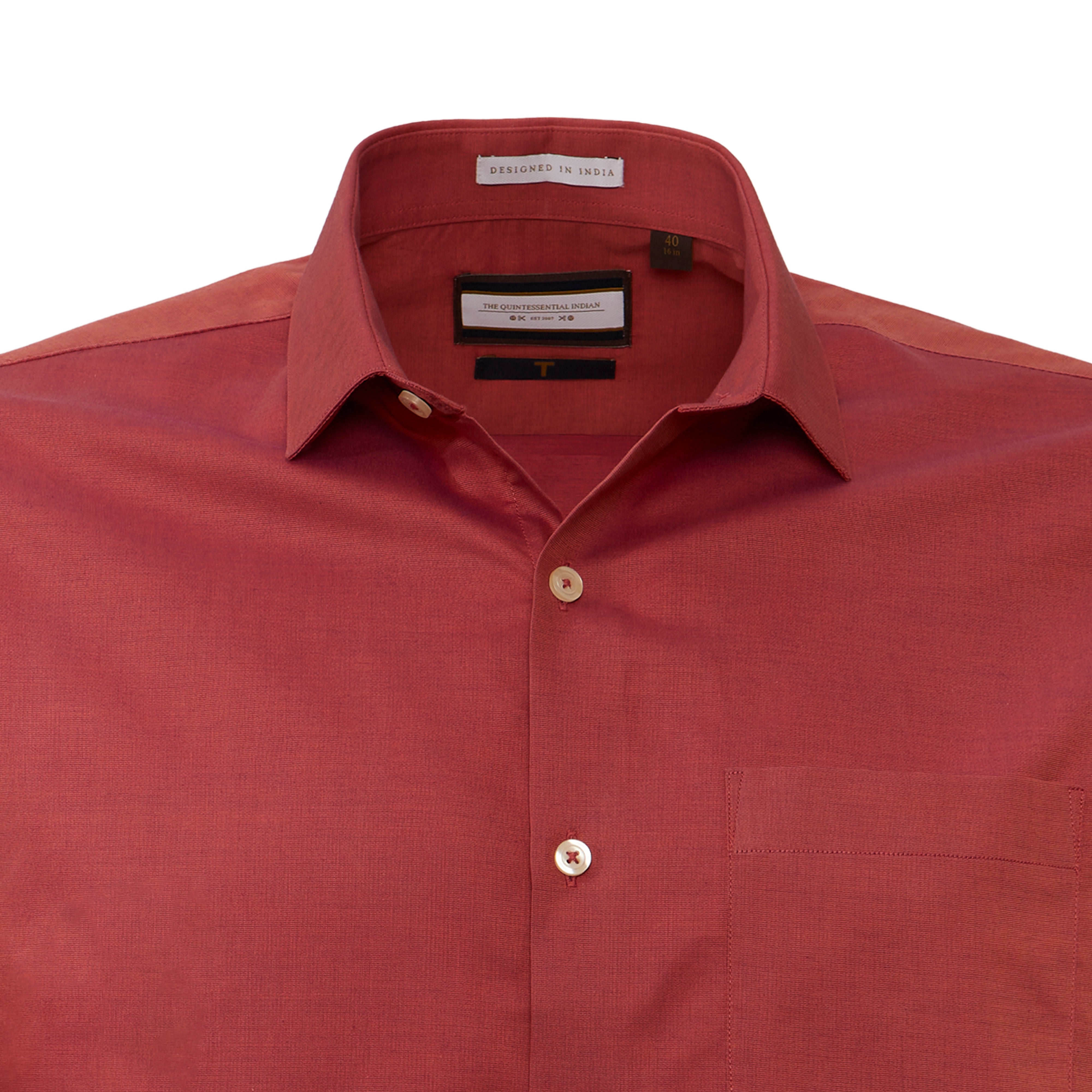 Supima Cotton Coral Red Full-sleeved shirt